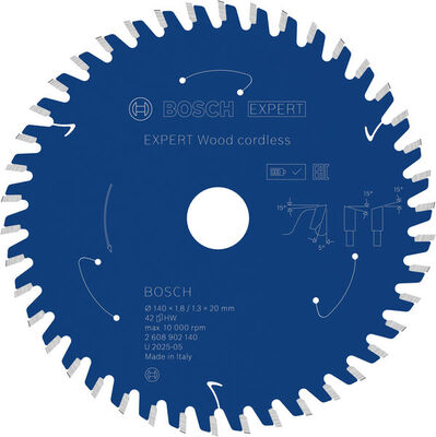 BOSCH Pilový kotouč pro akumulátorovou okružní pilu EXPERT Wood cordless, 140 x 20 T42 - 2608902140