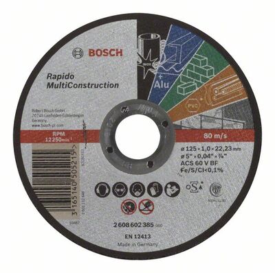BOSCH Rovný rezací kotúc Rapido Multi Construction ACS 60 V BF, 125 mm, 1,0 mm