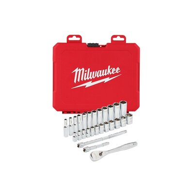 MILWAUKEE 1/4" METRIKUS ALJZAT KÉSZLET RACSNIVAL (28 DB) 4932464943