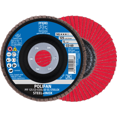 PFERD TOOLS POLIFAN-Štítové disky PFF 125 CO-COOL 60 SG STEELOX