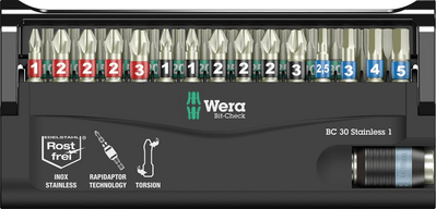 WERA KÉSZLET BIT-CHECK 30 ROZSDAMENTES 1 05071109001