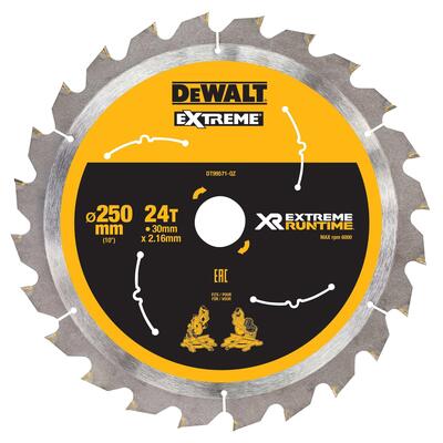 DeWALT 250x30mm 24Z XR EXTREME® RUNTIME fűrészlap
