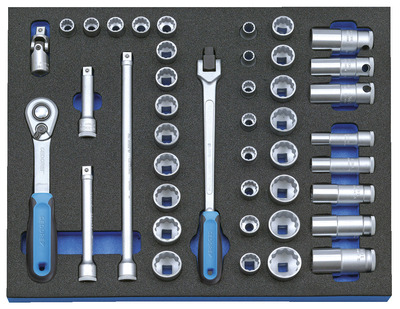 GEDORE 2005 CT2-D 30 Sada nástrčných kľúčov 3/8" v module Check-Tool, 43-dielna