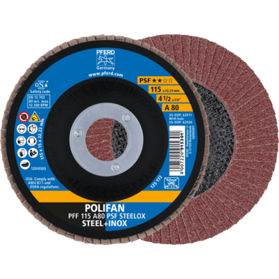 PFERD TOOLS POLIFAN-Čelné disky PFF 115 A 80 PSF STEELOX