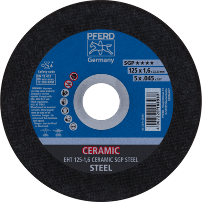 PFERD TOOLS Rezné kotúče EHT 125-1,6 CERAMIC SGP OCEĽ