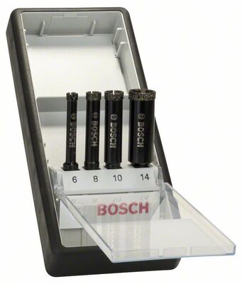 BOSCH 4-dielna súprava diamantových vrtákov na vrtanie namokro Robust Line 6; 8; 10; 14 mm