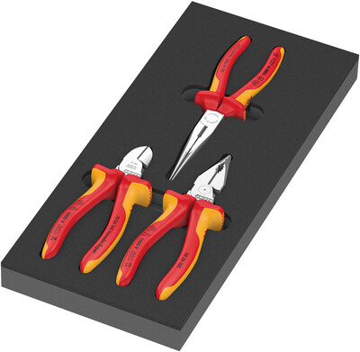 WERA 9784 Kliešte KNIPEX VDE v penovej vložke, set 1, 3-dielny
