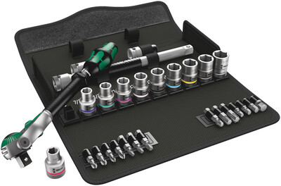 WERA 8100 SC 9 Ráčnová sada Zyklop Speed, upínacia časť 1/2", palcová, 28 dielna