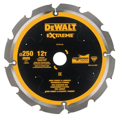 DeWALT Kotúce rezné 250/30 12z na cementovo-vláknité dosky DT1474