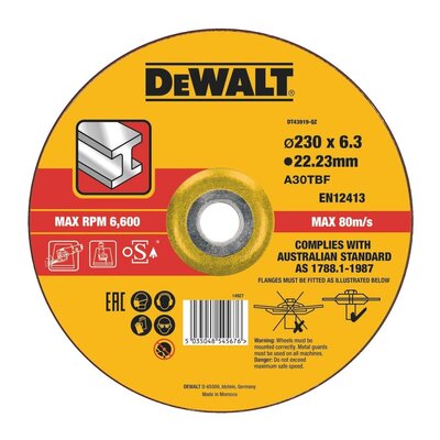 DeWALT Csiszolókorong fémhez 230 x 22,2 x 6,0 mm Típus 27 DT43919