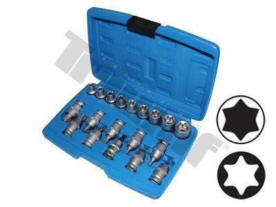TRIUMF 730 - E-profil és Torx bit készlet 1/2" fejből, 19 darabos