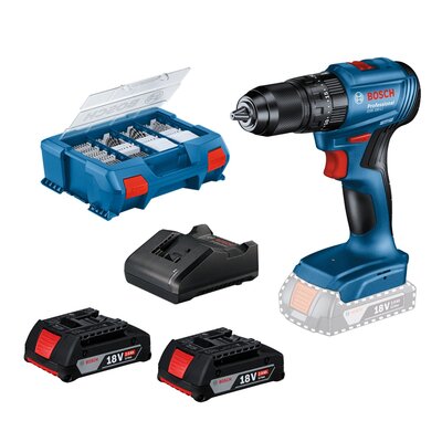 BOSCH GSB 185-LI -0615990N2P + 82-dielna súprava príslušenstva, v prenosnom kufríku