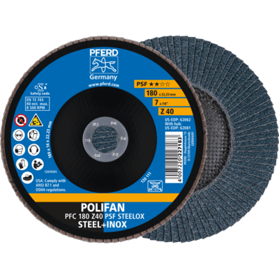 PFERD TOOLS POLIFAN-Disky s plochým okrajom PFC 180 Z 40 PSF STEELOX
