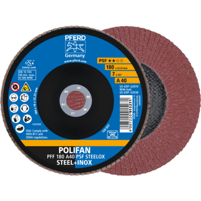 PFERD TOOLS POLIFAN-Čelné kotúče PFF 180 A 40 PSF STEELOX