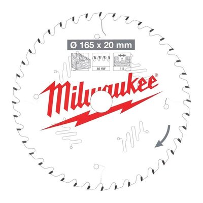 MILWAUKEE Pílový kotúč drevo 165x20x1.6x40ATB