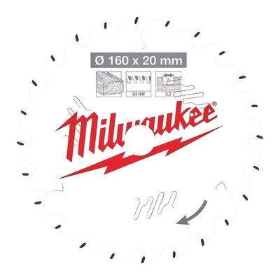 MILWAUKEE Pílový kotúč drevo 160X20X2.2X24ATB