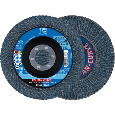 PFERD TOOLS POLIFAN-Disky s plochým okrajom PFR 125-M Z40 SGP CURVE STEELOX (2)