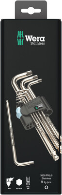 WERA 3950/9 Hex-Plus Stainless 1 SB Sada úhlových kľúčov, metrická, nerezová oceľ, 9-dielna