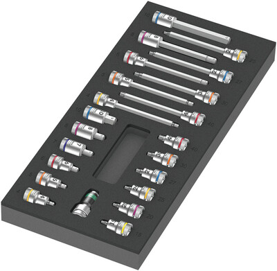 WERA 9723 Hlavice s bity Zyklop B 3/8" v penovej vložke, set 1, 22 dielny