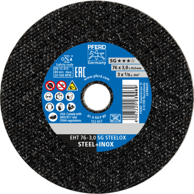 PFERD TOOLS Rezné kotúče EHT 76-3,0 SG STEELOX/10,0
