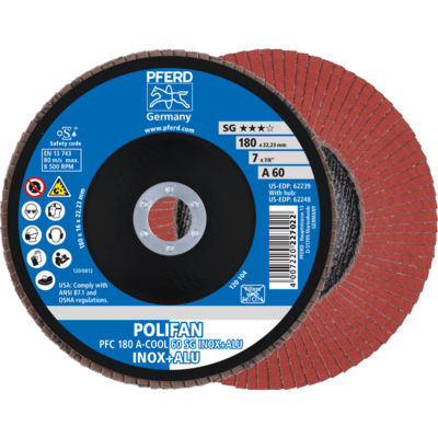 PFERD TOOLS POLIFAN-Čelné kotúče PFC 180 A-COOL 60 SG INOX+ALU