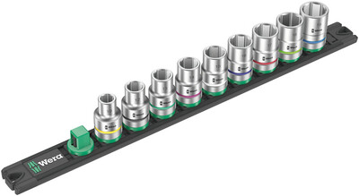 WERA Magnetická lišta na hlavice C 4 so sadou nástrčných hlavic Zyklop, pripojovací rozmer 1/2", 9-dielna