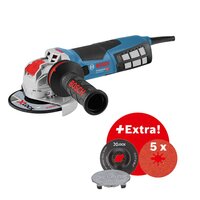 BOSCH GWX 19-125 S - 0 615 990 M34 - Úhlová bruska + odolný flexibilní kabel + 5 × Fíbrový kotouc X-LOCK +