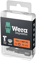 WERA 868/1 IMP DC DIY Impaktor bity s vnútorným štvorkrúžkom, # 3 x 25 mm, 10-dielny