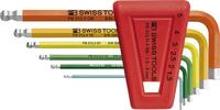 PB SWISS TOOLS Sada uhľových skrutkovačov v plastovom držiaku 6-dielna 1,5-5mm Rainbow guľová hlava PB Swiss Tools