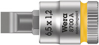 WERA 8700 A FL Skrutky s plochou drážkou, Zyklop zástrčný nástavec, upínacia časť 1/4", 1.2 x 6.5 x 28 mm