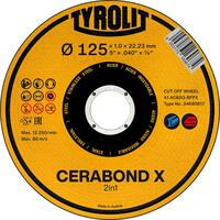 TYROLIT Rezací kotúč CERABOND X 125 x 1,6 mm, rovný oceľ+INOX Tyrolit