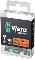 WERA 867/1 IMP DC TORX® DIY Impaktor bity, TX 30 x 25 mm, 10-dielny