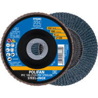 PFERD TOOLS POLIFAN-Disky s plochým okrajom PFC 100 Z 120 PSF STEELOX/16,0