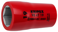 KNIPEX 98 47 19 Šesťhranný nástrčný kľúč pre šesťhranné skrutky s vnútorným štvorhranom 1/2" 54 mm