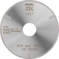 PFERD TOOLS Diamantové / CBN rezné nástroje EP Bond D1A1R 100-2-22,23 D 427 GAG