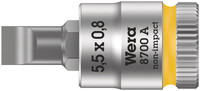 WERA 8700 A FL Skrutky s plochou drážkou, Zyklop nástrčný nástavec, upínacia časť 1/4", 0.8 x 5.5 x 28 mm