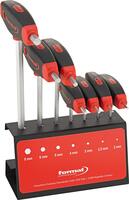 T-rukoväť skrutkovač - súprava so bočným pohonom 7-dielna 2-8mm v stojane FORMAT