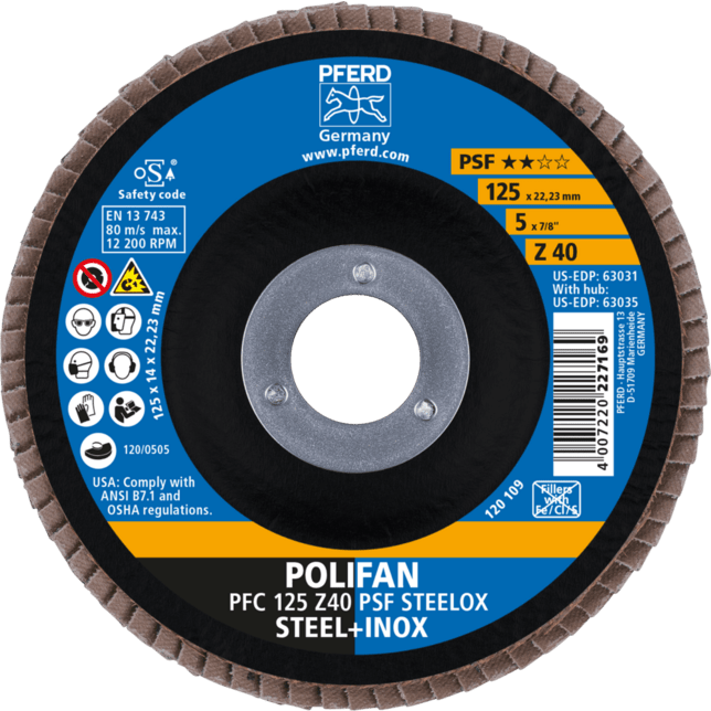 PFERD TOOLS POLIFAN-Disky s plochým okrajom PFC 125 Z40 PSF STEELOX (5)