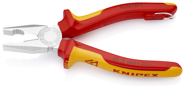 KNIPEX 03 06 180 T BK Kombinované kliešte izolované s multi-komponentnými úchopmi, VDE testované s i