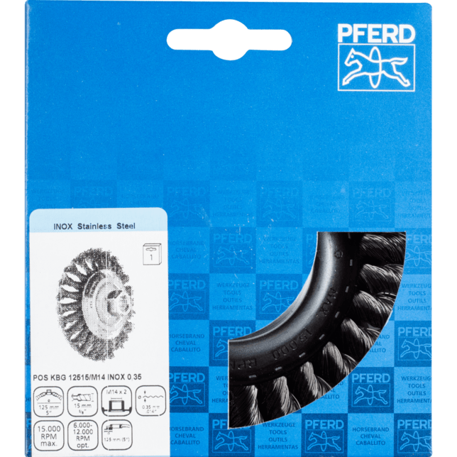 PFERD TOOLS Závitové fazetové kefy POS KBG 12515/M14 INOX 0,35