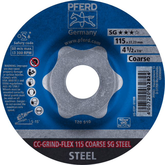 PFERD TOOLS CC-GRIND vrátane SOLID, FLEX, STRONG CC-GRIND FLEX 115 SG OCEĽ HRUBÝ