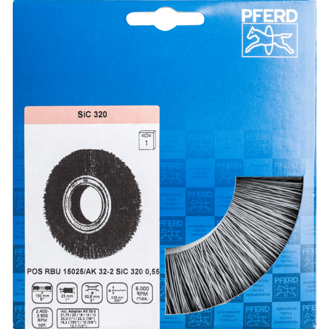 PFERD TOOLS Kolesové kefy POS RBU 15025/AK32-2 SiC 320 0,55