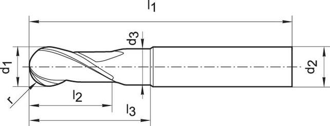 Radiusový fréza VHM 10,0mm Z4 Perrox Typ H Werksnormlang G-Mold 65 B GÜHRING