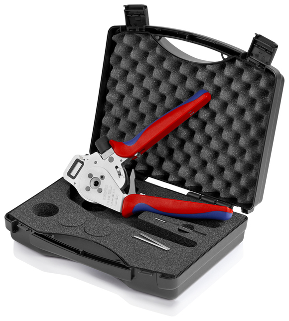 KNIPEX 97 52 65 DG Štvortŕňové lisovacie kliešte pre sústružené kontakty s multi-komponentnými úchop