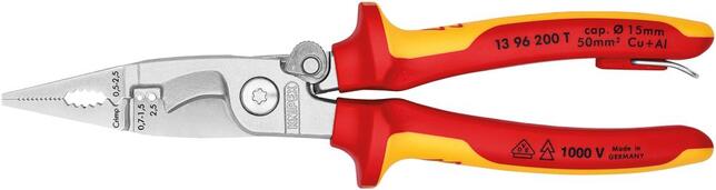 KNIPEX Kliešte elektroinštalačné 200mm multifunkčné Cr VDE / 1396200T Knipex