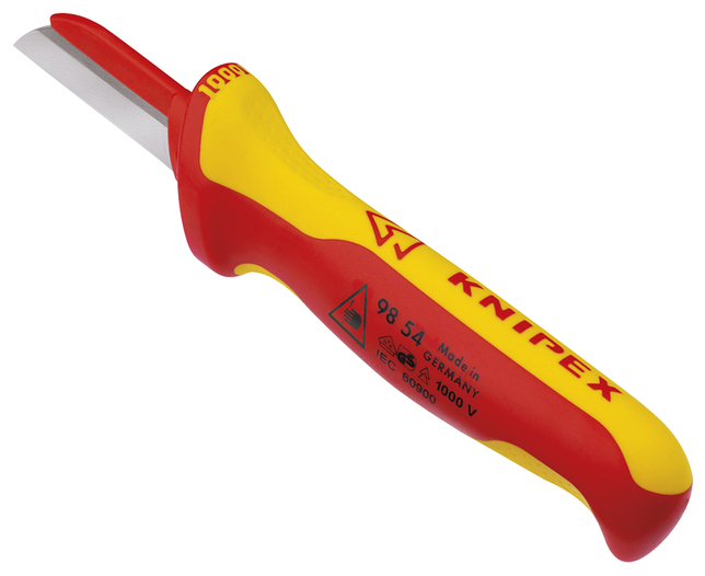 KNIPEX 98 54 SB Nôž na káble izolovaná multi-komponentná rukoväť, VDE testovaná 190 mm