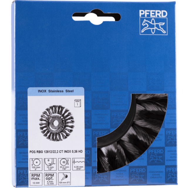 PFERD TOOLS Kolesové kefy POS RBG 12512/22,2 CT INOX HD 0,35