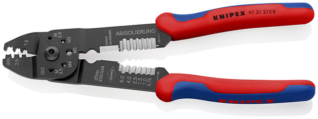 KNIPEX 97 21 215 B SB Lisovacie kliešte s multi-komponentnými úchopmi čierne lakované 230 mm