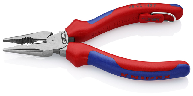 KNIPEX 08 22 145 T BK Kombinované kliešte s ihlovým nosom s multi-komponentnými úchopmi, s integrova