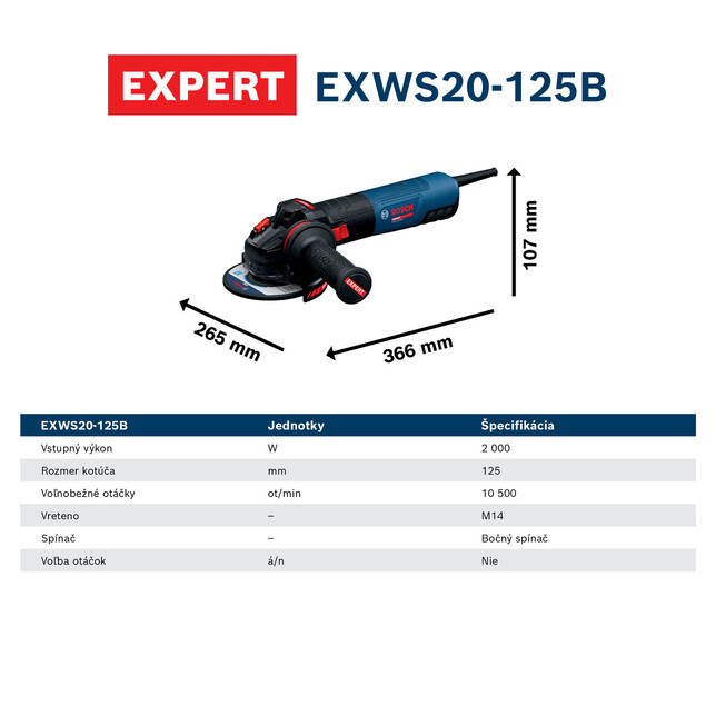 BOSCH EXPERT EXWS20-125B - Uhlová brúska - 06017D5100